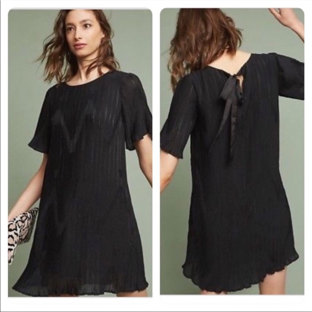 Anthropologie NWT:  Sunday in Brooklyn Black Parlette Pleated Shift Dress